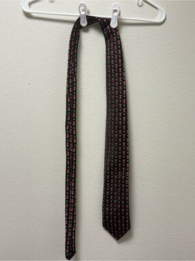 Noel Collection Men's Black Red Green Christmas Gift Box Geometric Neck Tie